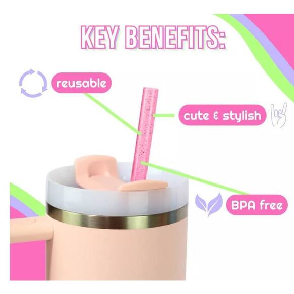 NEW CharCharms 40 oz. Colorful Tumbler Straws & Rainbow Charm Accessory Bundle - Picture 3 of 8